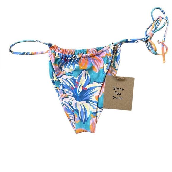 STONE FOX SWIM River Bikini Bottom - Tropical Lily Print M - Picture 1 of 7